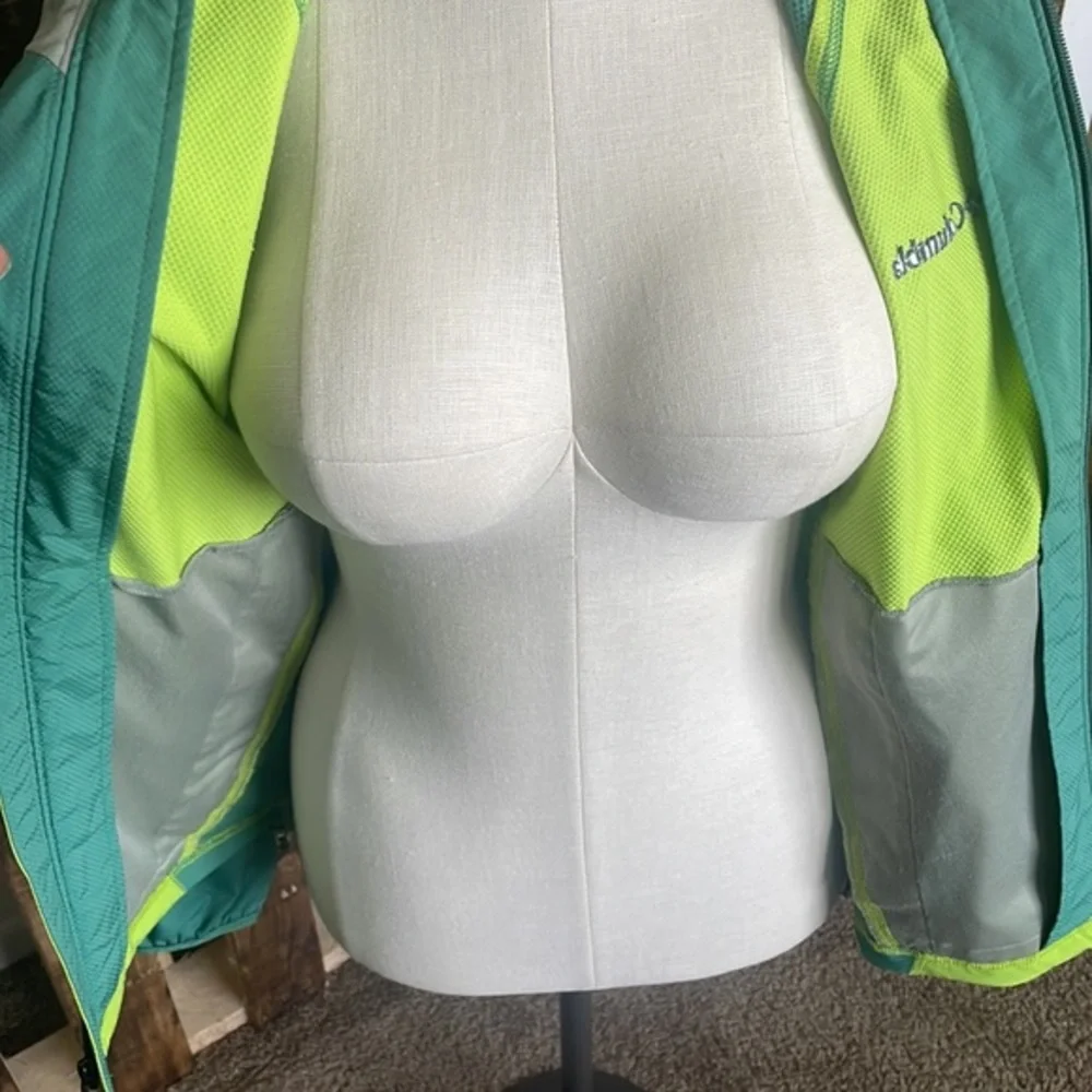 Columbia sportswear jacket Omni shield, lime, green hooded, full outerwear Sz S - Picture 9 of 10